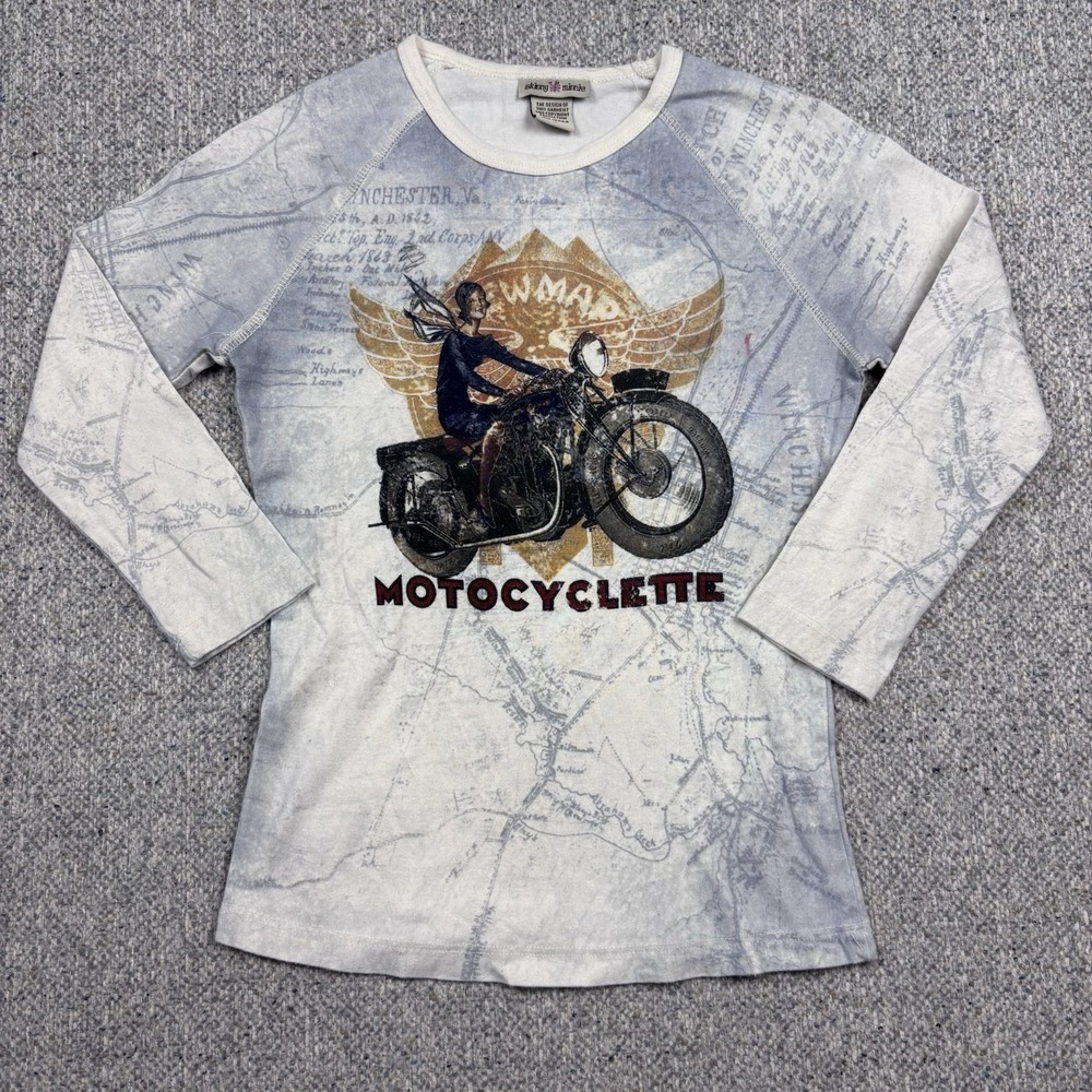 Skinny Minnie Kids Motocyclette‎ Motorcycle Graphic Shirt USA Made Youth S